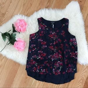 NWT Paraphrase dressy navy floral tank